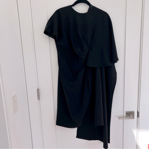 Prabal Gurung Black One Shoulder Cape Dress - Picture 4 of 10